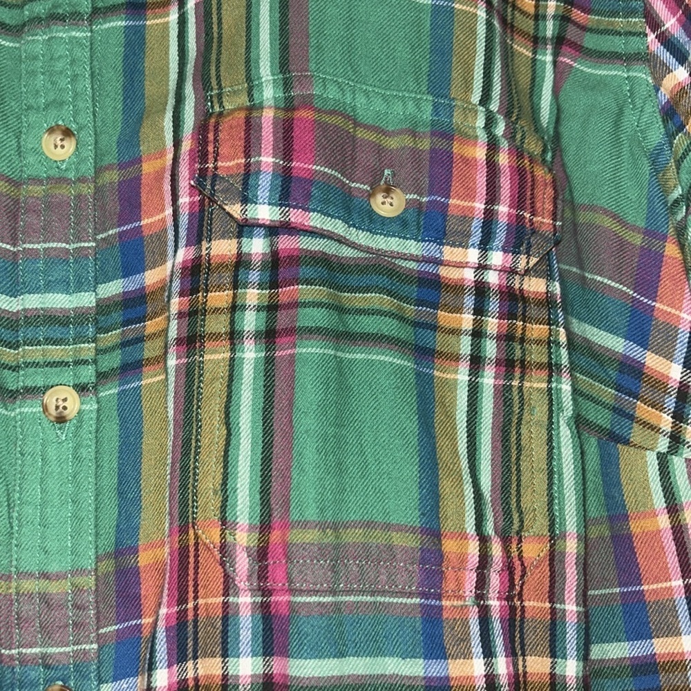 Chaps Ralph Lauren Women’s Cotton Button-Up Shirt 1X Green Plaid Lightweight - Picture 3 of 11